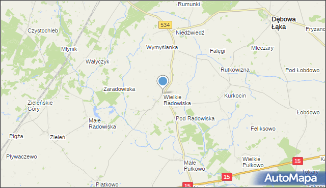 mapa Wielkie Radowiska, Wielkie Radowiska na mapie Targeo